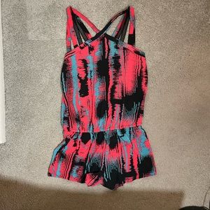 NWT Fabletics pink and blue romper size S